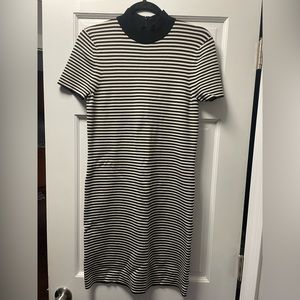 Michael Michael Kors Striped Stretch Viscose Mock Neck Dress